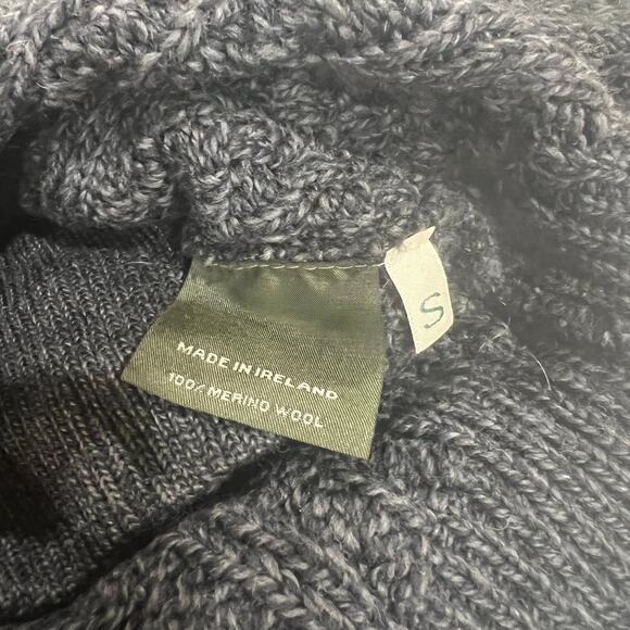 Celtic & Co 100% merino wool cable boyfriend cardigan small heathered navy blue - Picture 7 of 13